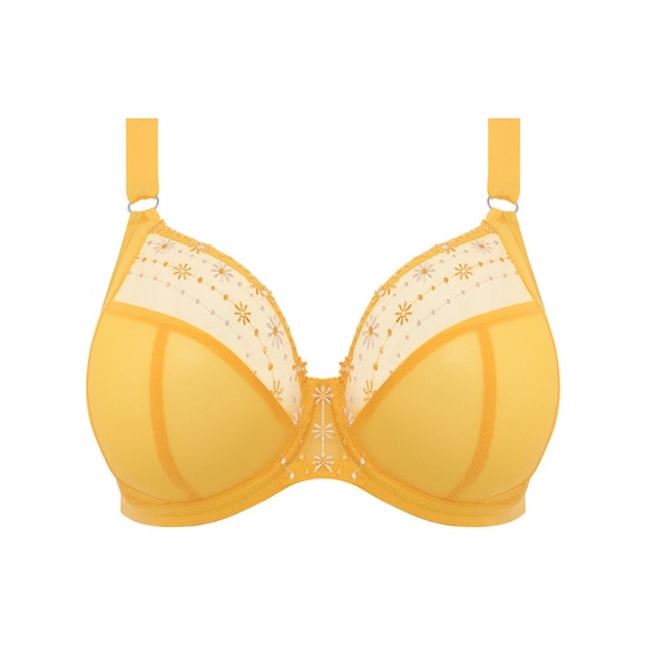 elomi Matilda Plunge Bra Daisy Yellow Flower Bra 34M Razorback Option - Picture 1 of 9